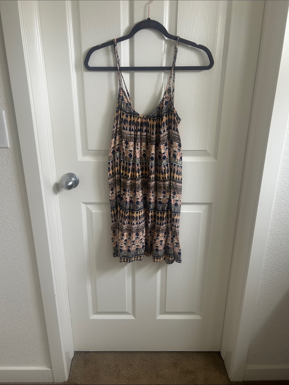 Volcom Tan and Black Patterned Mini Dress